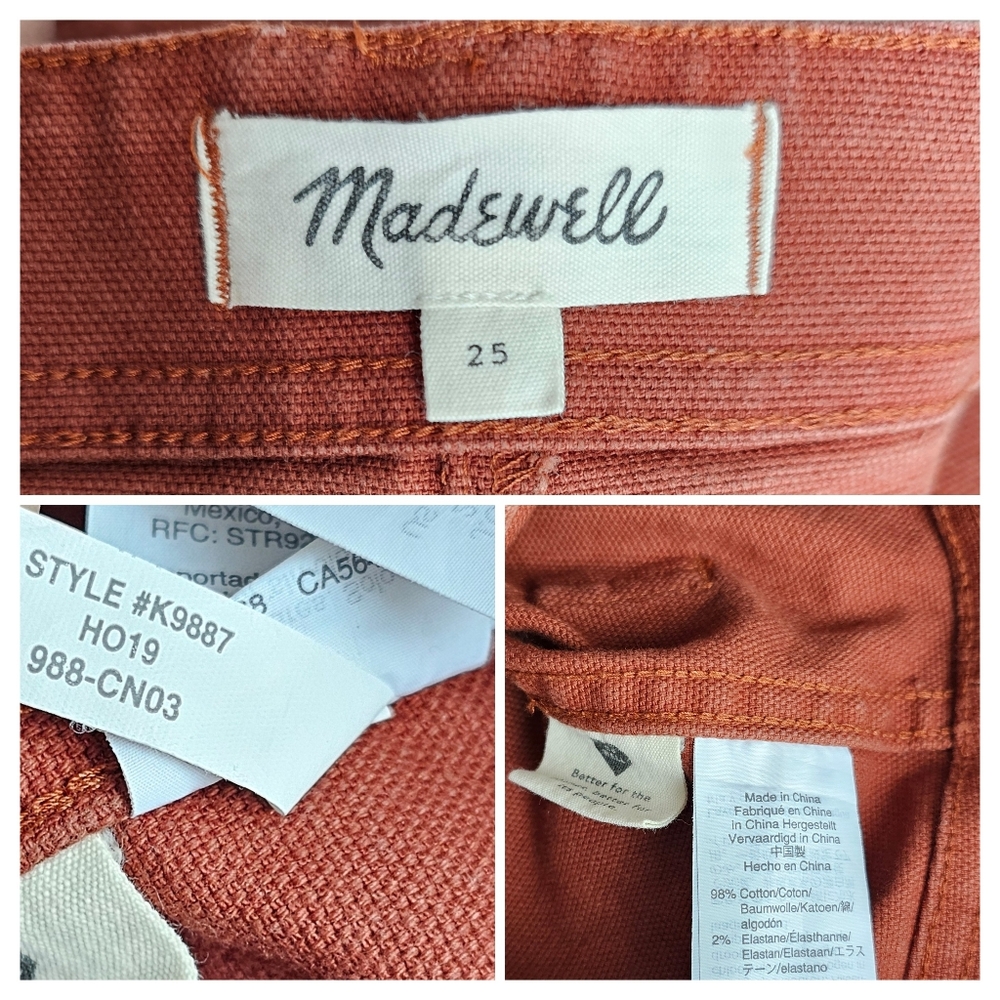 Madewell Utility Wide Leg Pant Size 25 Rust - Picture 10 of 10